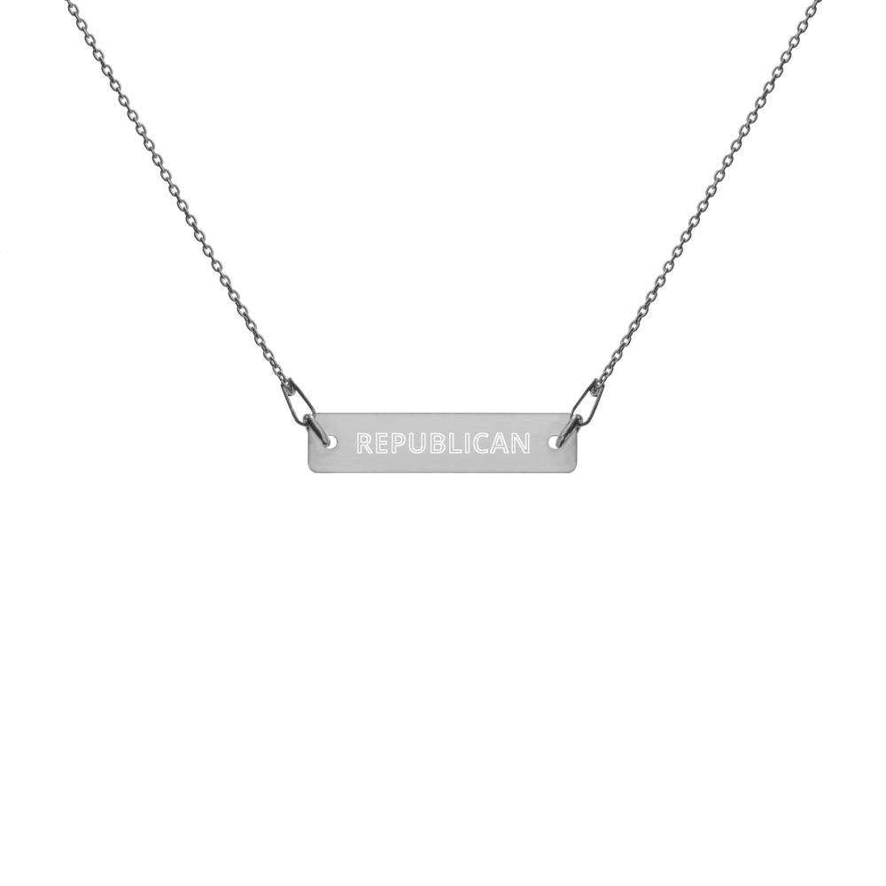 Engraved Vertical Bar Necklace in 10K White Gold - MYKA